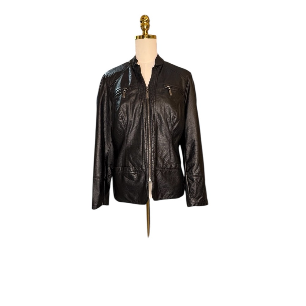 JouJou Black Faux Leather grunge Moto Jacket Women’s 1X Zip